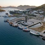 Tourist boats in Labuan Bajo harbor, Indonesia
