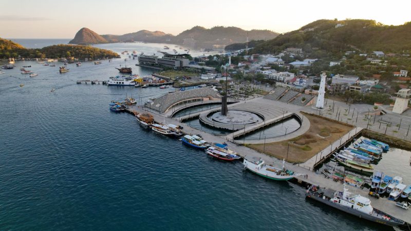 Tourist boats in Labuan Bajo harbor, Indonesia