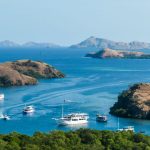 Boats traveling between islands in Komodo National Park