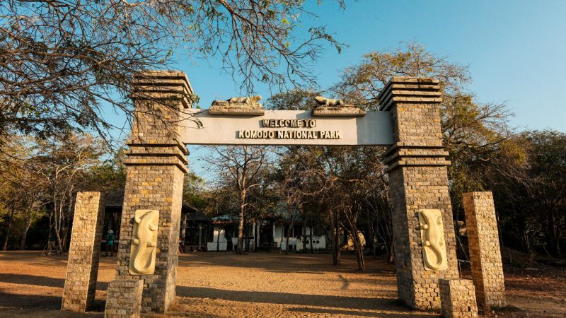 Entrance gate to Komodo National Park in Indonesia