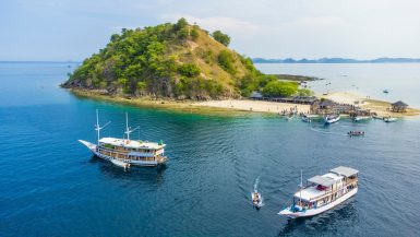 Liveaboard boats in the waters of Komodo National Park